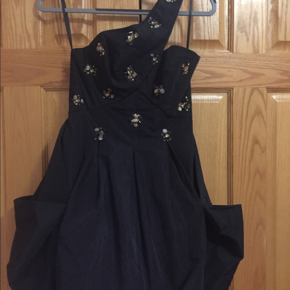BCBG MaxAzria One Shoulder Black Dress
